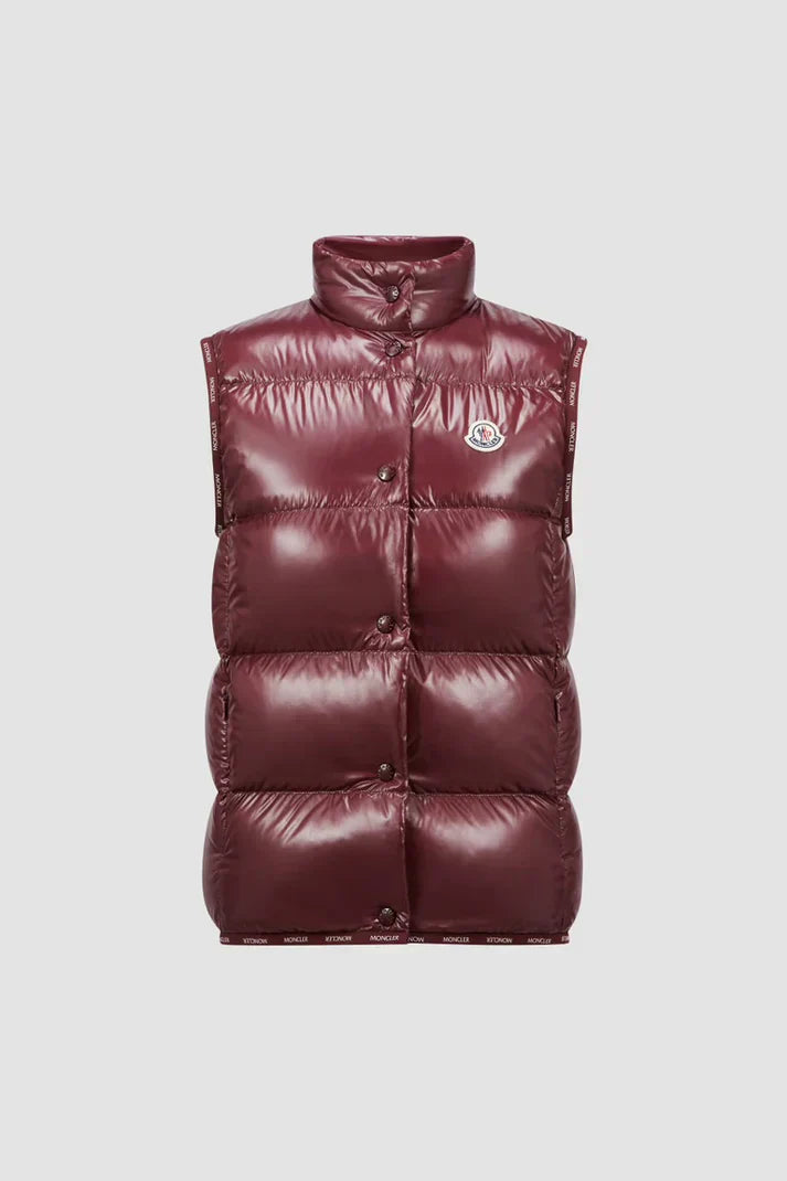 Moncler - Women's shiny burgundy sleeveless down jacket
