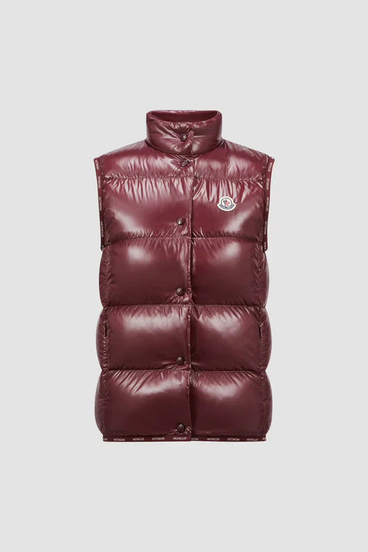 Moncler - Women's shiny burgundy sleeveless down jacket