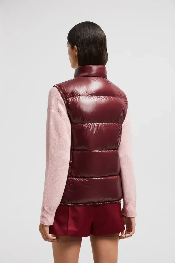 Moncler - Women's shiny burgundy sleeveless down jacket